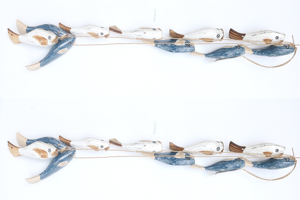 CORDA C/5 PESCI LEGNO BIANCO-NATURALE 