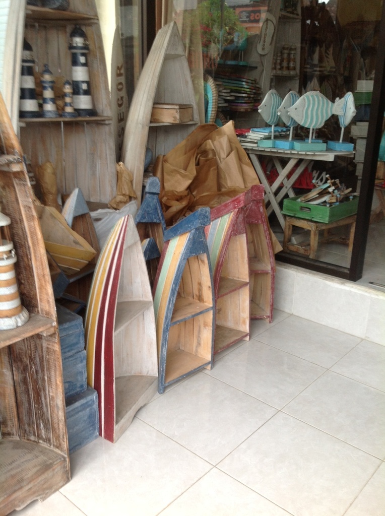 MEZZA BARCA LEGNO PORTAOGGETTI CM 100 BIANCO-NAT 