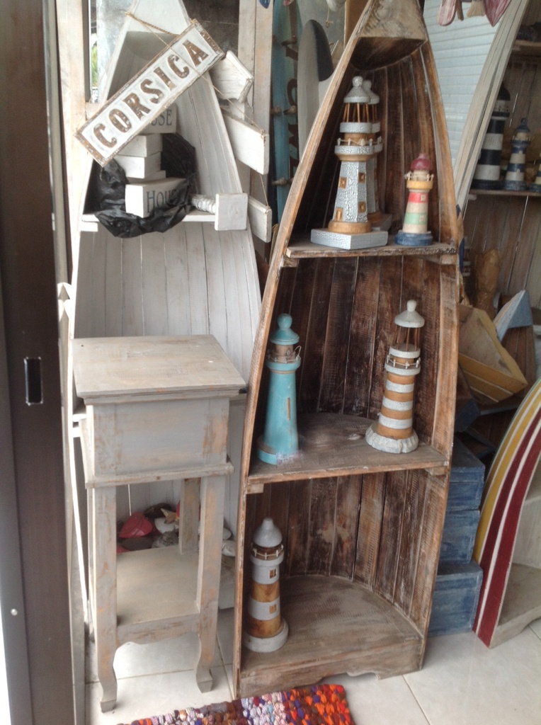 MEZZA BARCA LEGNO PORTAOGGETTI CM 150 BIANCO-NAT 