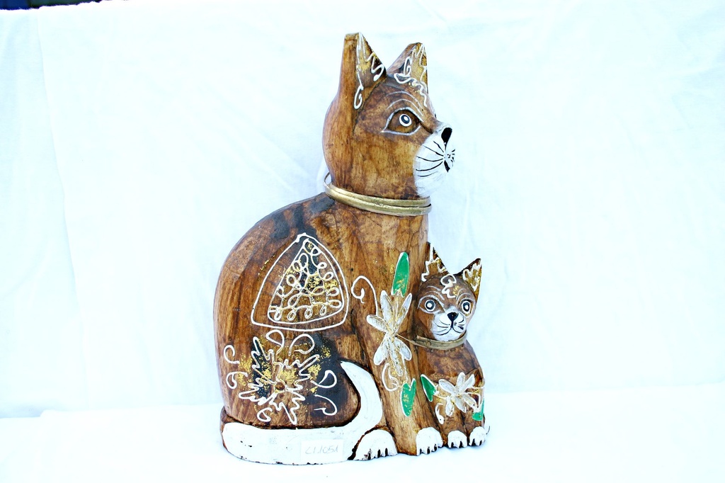 GATTO LEGNO C/GATTINO 3 COL ASS CM 18*26H 