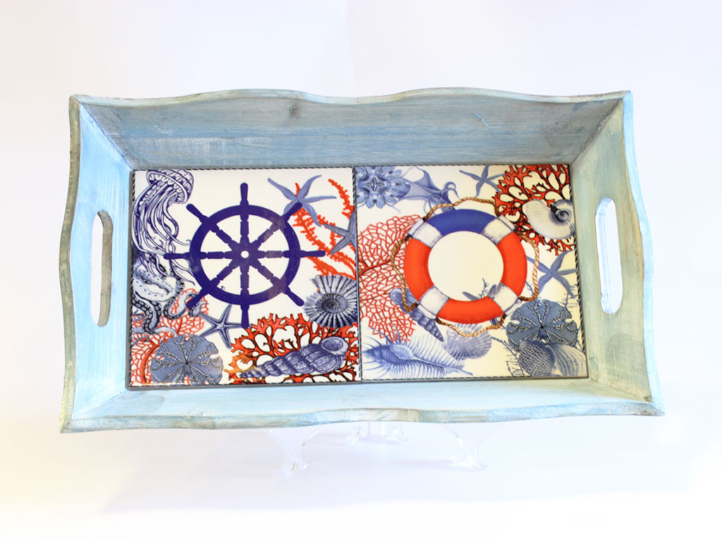 VASSOIO LEGNO C/DEC. TIMONE SALVAG 37*22.5*6.5 CM 