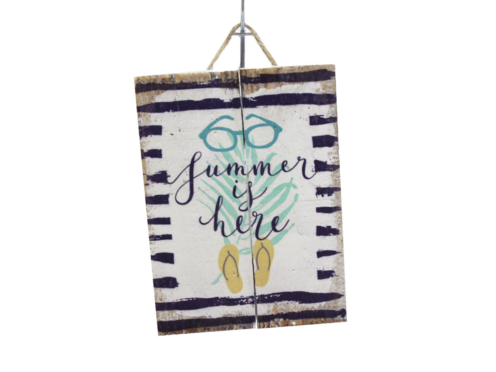 TAVOLETTE LEGNO C/SCRITTA SUMMER IS HERE 15*20*2.5 CM