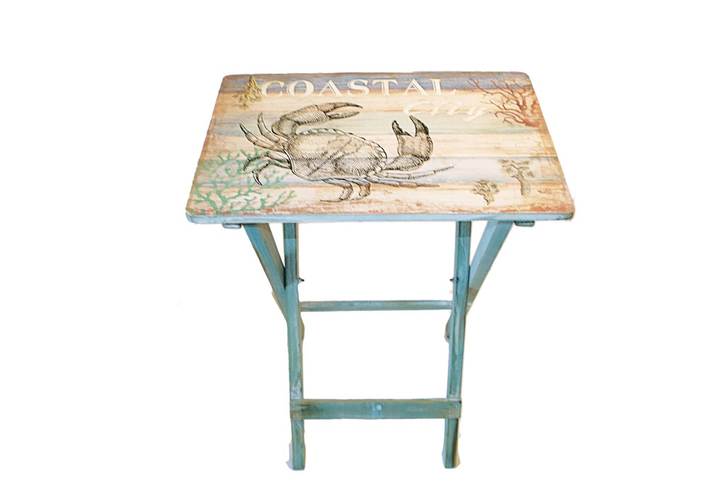 TAVOLINO RETT. LEGNO C/DECORO GRANCHIO 50*35*65 CM