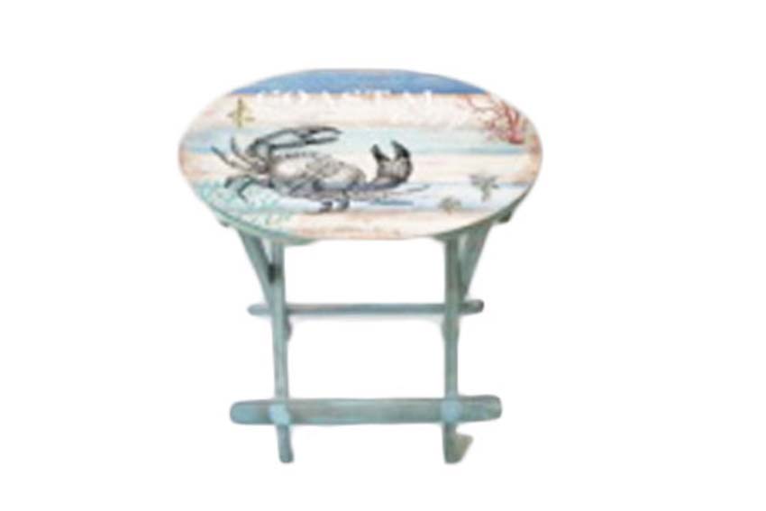 TAVOLINO TONDO LEGNO C/DECORO GRANCHIO 60*60*60.5 CM