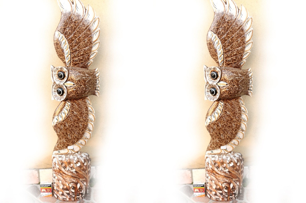 GUFO LEGNO ALI APERTE SU BASE H CM 100 