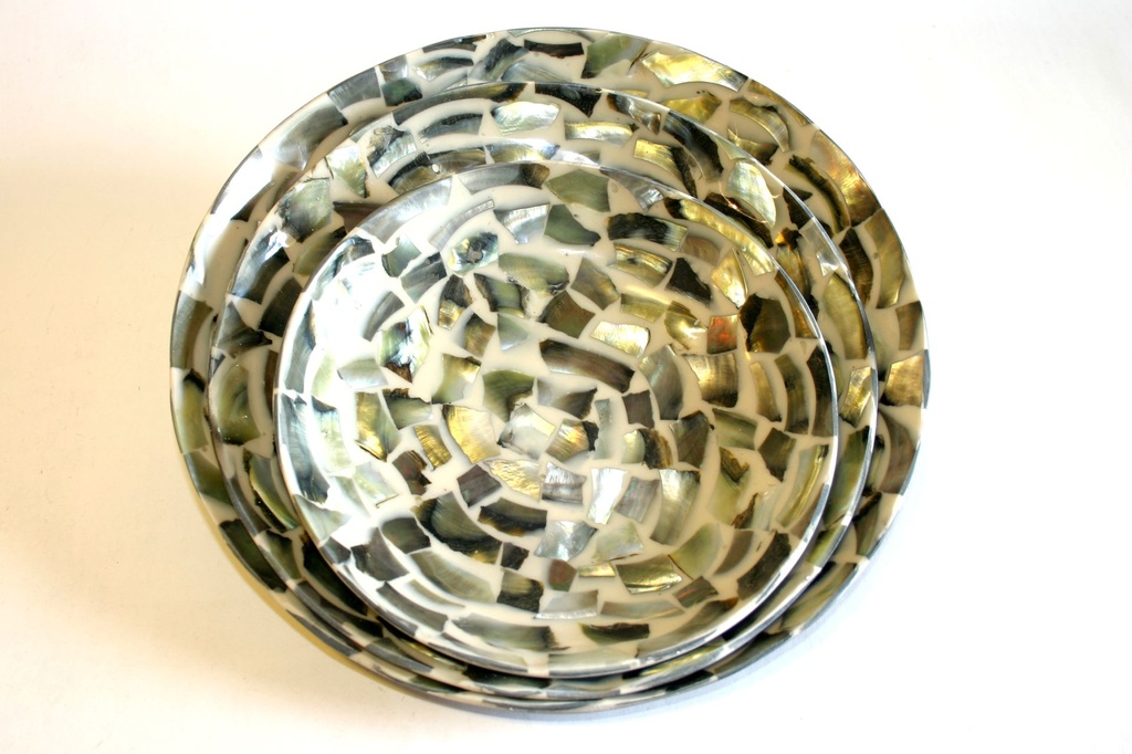 TRIS PIATTI CONCH LAM ROTONDO BLACK LIP DIAM CM 18-20-23