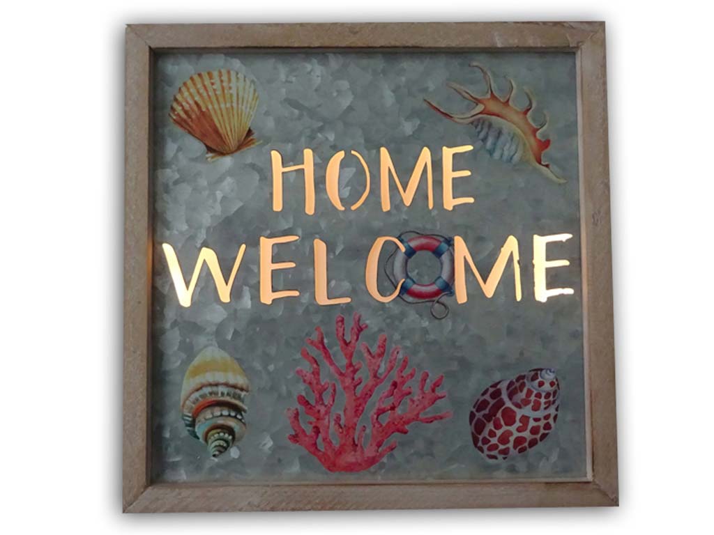 TAVOLETTA LEGNO C/LUC HOME WELCOME 26.3*26.63*3.8