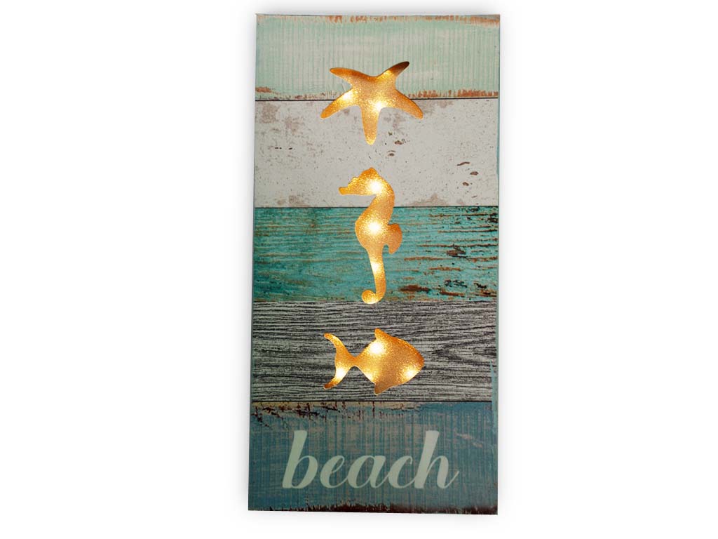 TARGA LEGNO C/LUCE DEC PESCI 20*40*2.6 