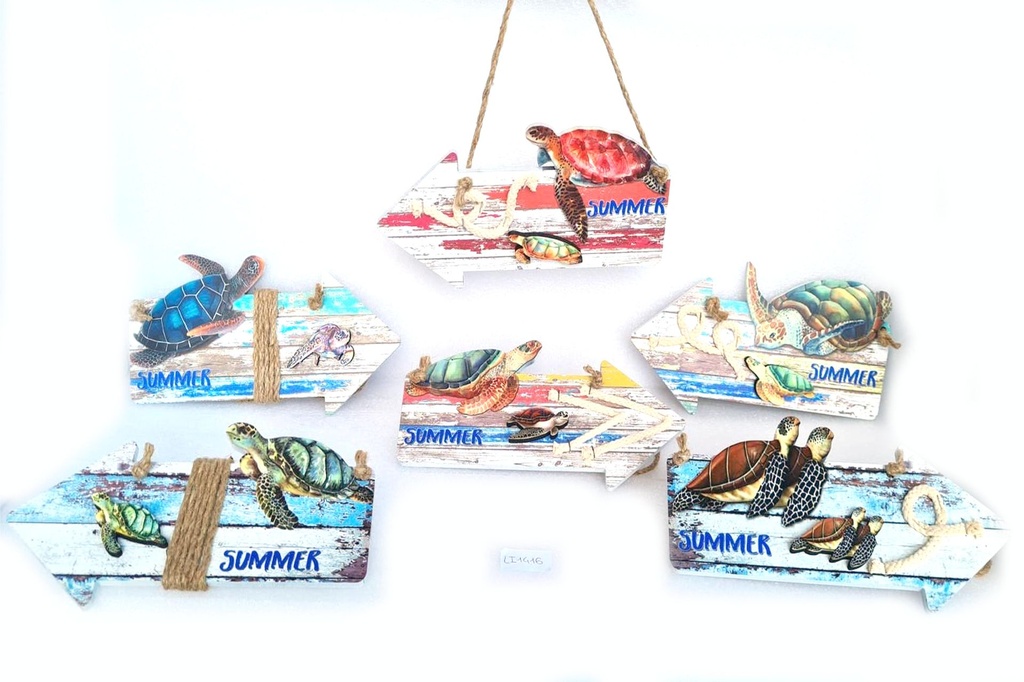 TARGA LEGNO C/TARTARUGA 5 MOD ASS 