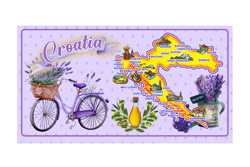 MAGNETE TARGA METALLO 10*5 CM CROATIA MAPPA 