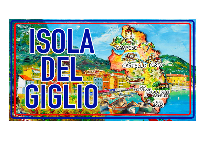 MAGNETE TARGA METALLO 10*5 CM ISOLA GIGLIO MAPPA 