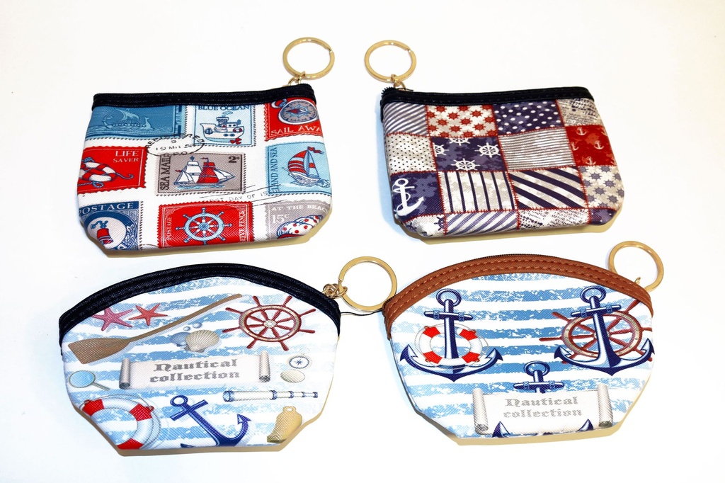 PORTAMONETE STOFFA DISEGNI MARINI 4 MOD 