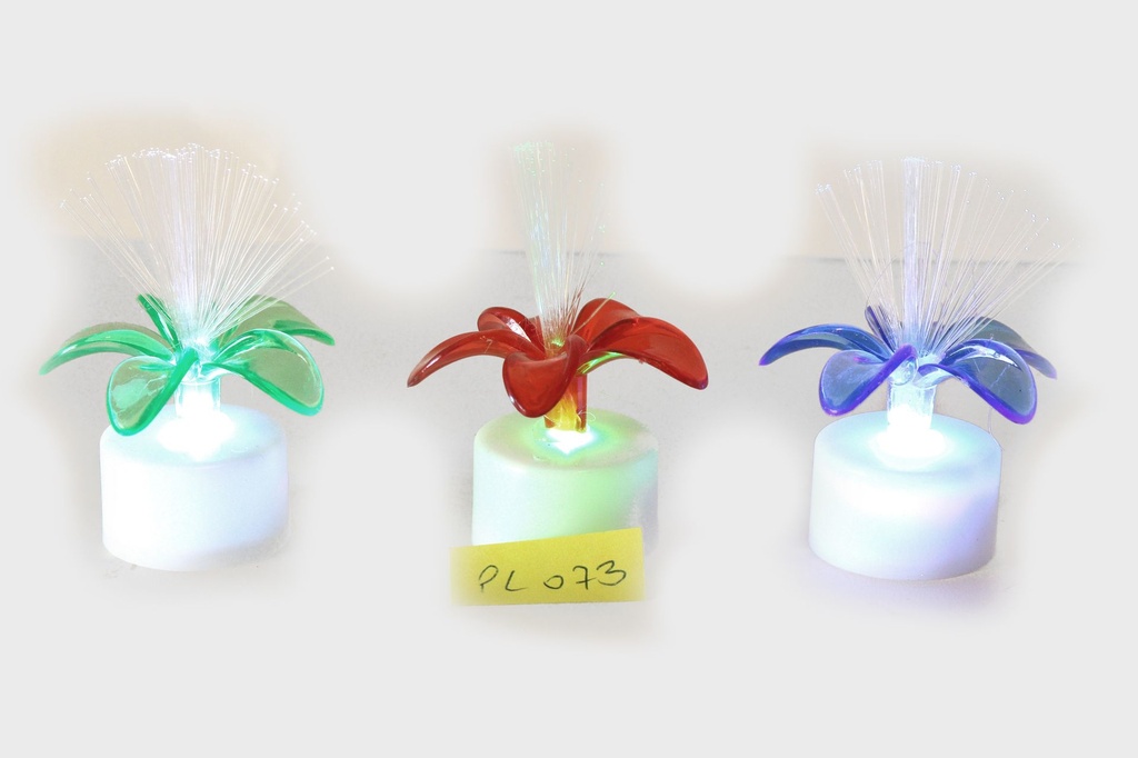CANDELINE PLASTICA FIORE C/LUCE FIBRA OTTICA 