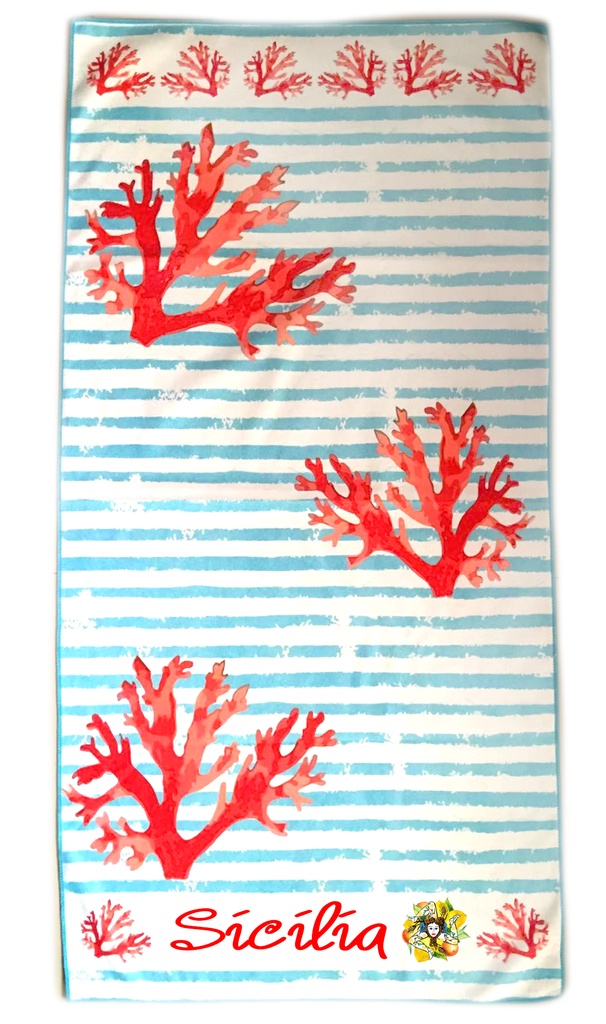 ASCIUGAMANO DA SPIAGGIA CON DISEGNO CORALLO DA PER 