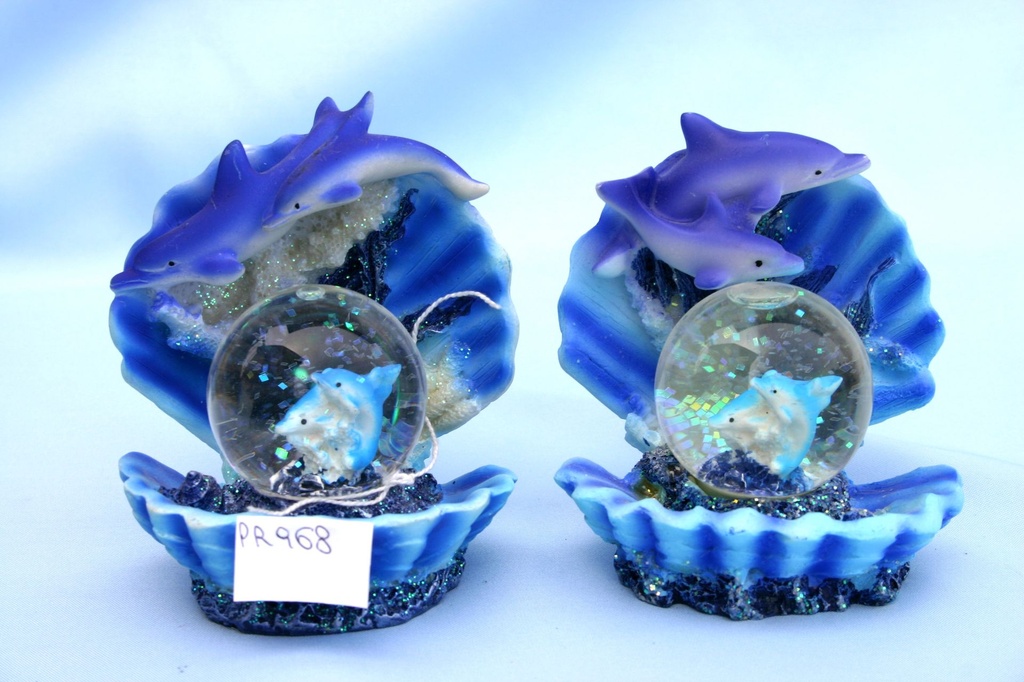 BOLLA NEVE VETRO DELFINI RESINA 4 MOD. 