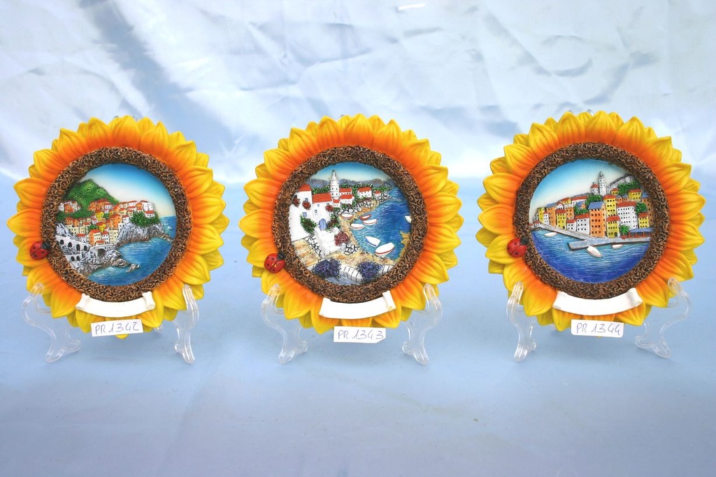 GIRASOLE RESINA c/VEDUTA BARCHE DIAM 13cm 