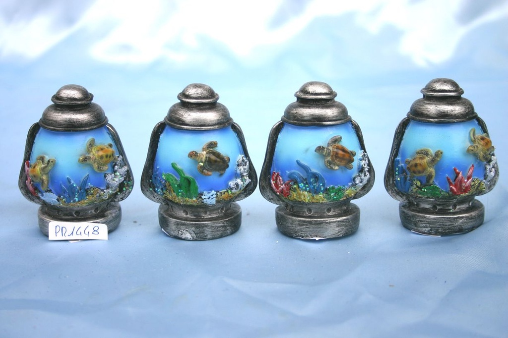 LANTERNA RESINA c/TARTARUGHE PICC. LUCE 