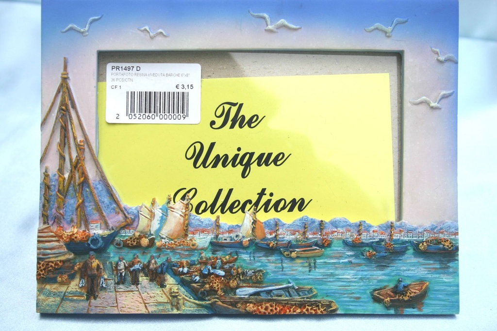 PORTAFOTO RESINA c/VEDUTA BARCHE 6"x8" 