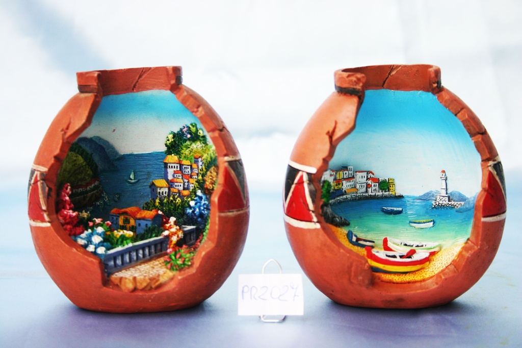 ANFORA ROTTA RESINA C/VEDUTA H.10 cm 4 MOD.ASS 