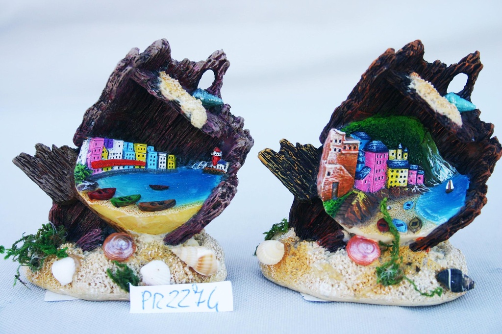 BARCA RESINA ROTTA C/VEDUTA BASE SABBIA 3 MOD. ASS 