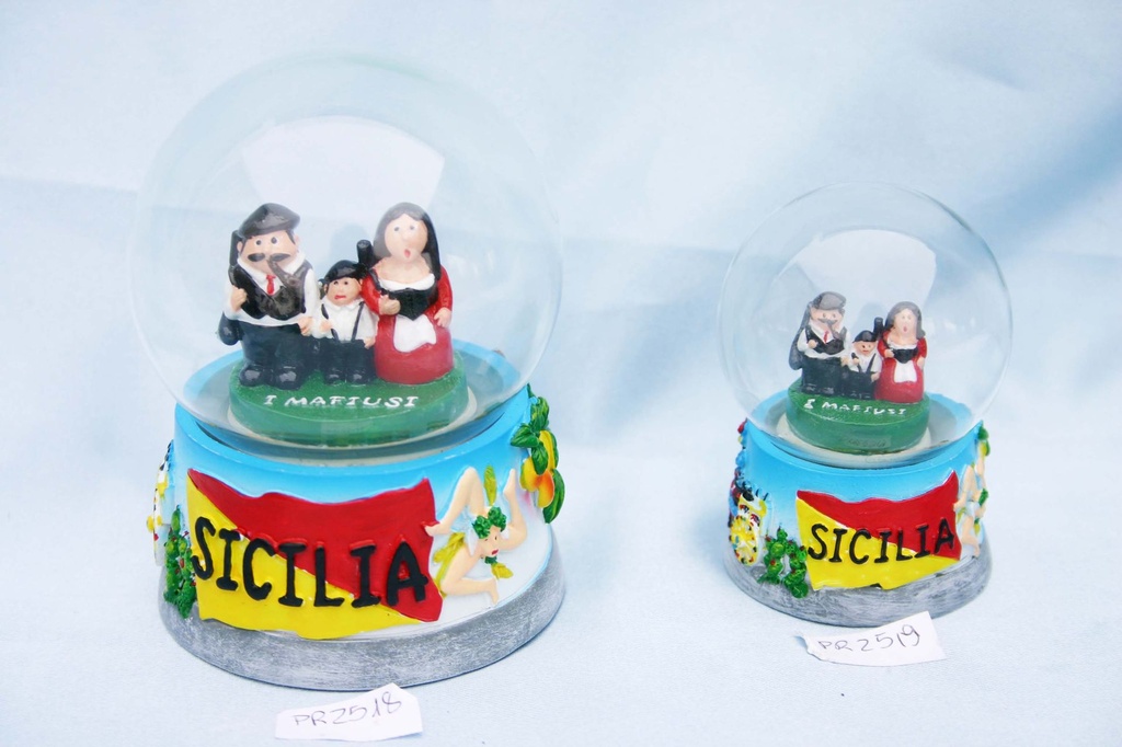 BOLLA NEVE VETRO GRANDE B/RESINA "FAMIGLIA" 