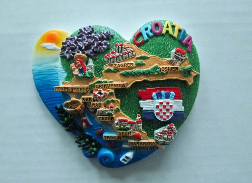 MAGNETE RESINA DOPPIO CUORE CROATIA MAPPA 