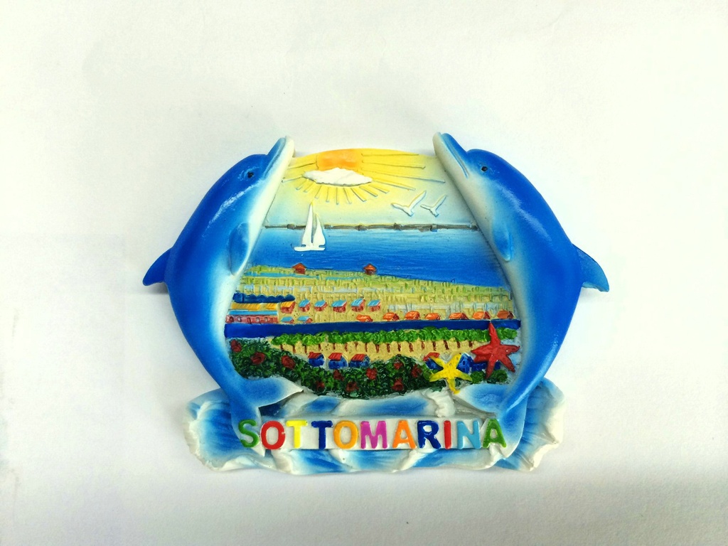 MAGNETE RESINA DOPPIO DELFINO SOTTOMARINA 