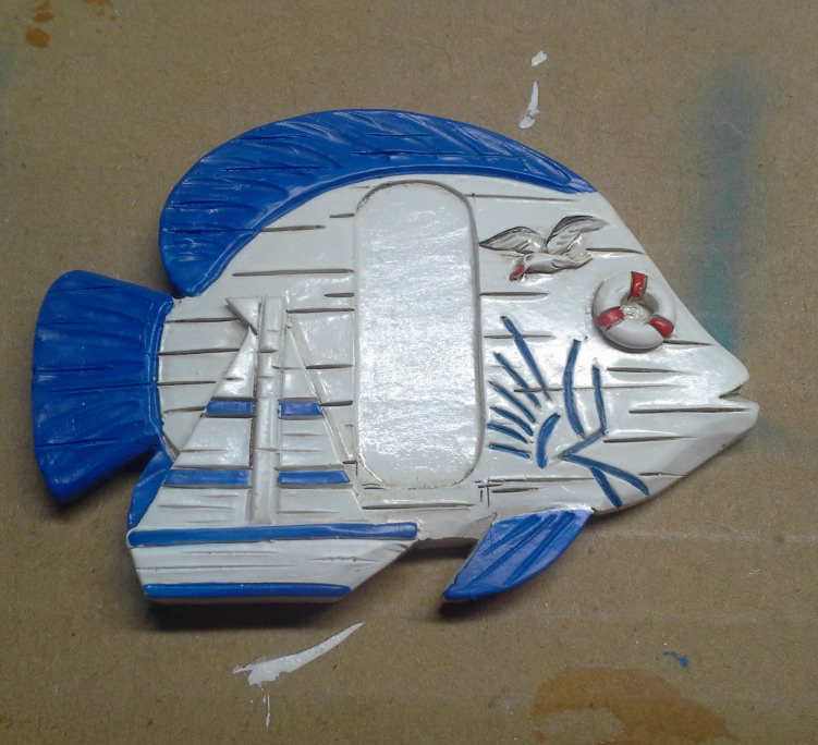 MAGNETE RESINA PESCE C/BARCA+TERMOMETRO 