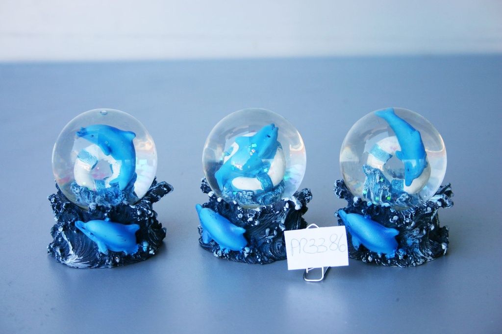 BOLLA NEVE VETRO PICC C/DELFINO 4 MOD ASS 