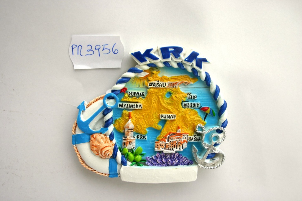 MAGNETE RESINA TONDO BIANCO/BLU KRK 