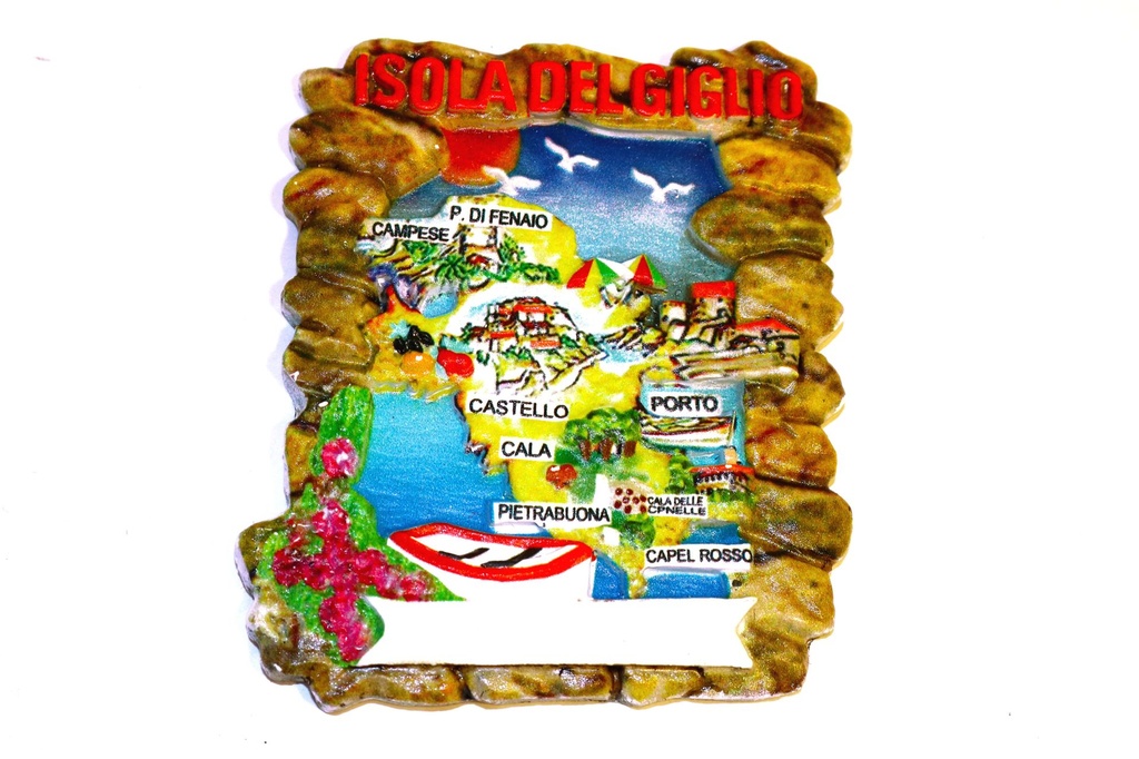 MAGNETE RESINA ISOLA DEL GIGLIO ROCCE MAPPA 