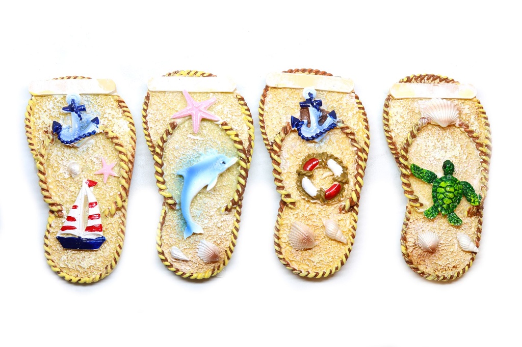 MAGNETE RESINA CIABATTA SABBIA E BRILLANTINI 