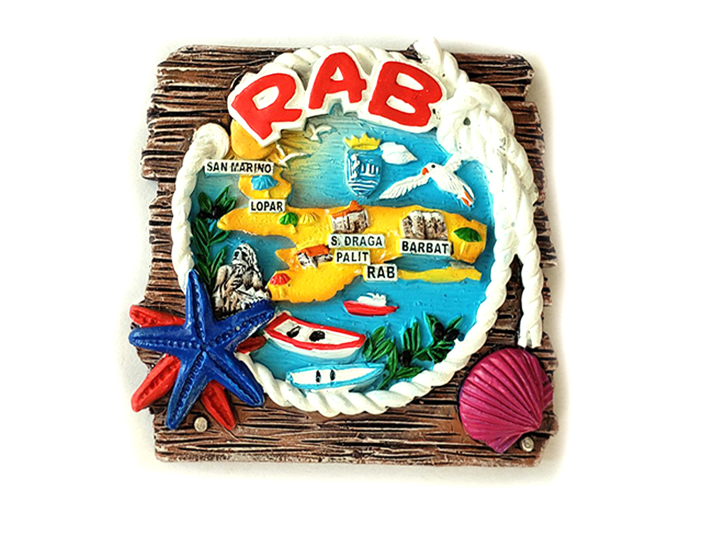 MAGNETE TONDO VEDUTA CON CORDA E CONCH RAB 