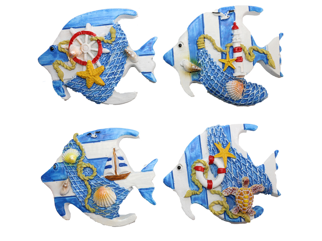 MAGNETE RESINA PESCE C/VEDUTA MARINA 4 MOD ASS 