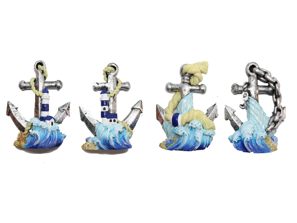 MAGNETE RESINA ANCORA C/VEDUTA MARINA 4 MOD ASS 