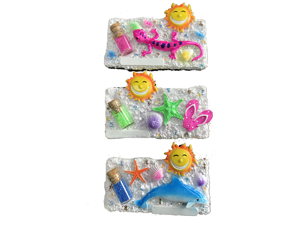 MAGNETE RESINA RETT SABBIA C/BOTT 3 COL ASS 