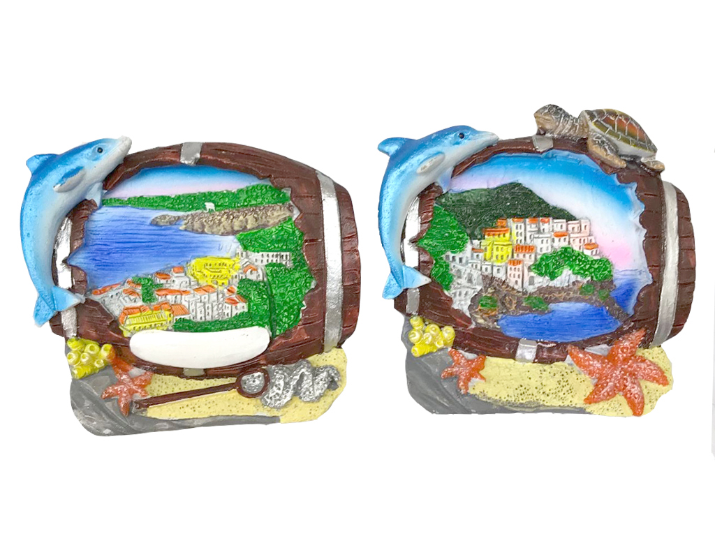MAGNETE RES VEDUTA C/DELFINO E BOTTE 2 MOD ASS 
