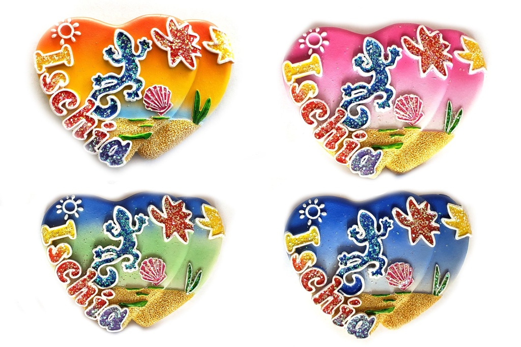 MAGNETE DOPPIO CUORE GLITTER ISCHIA 