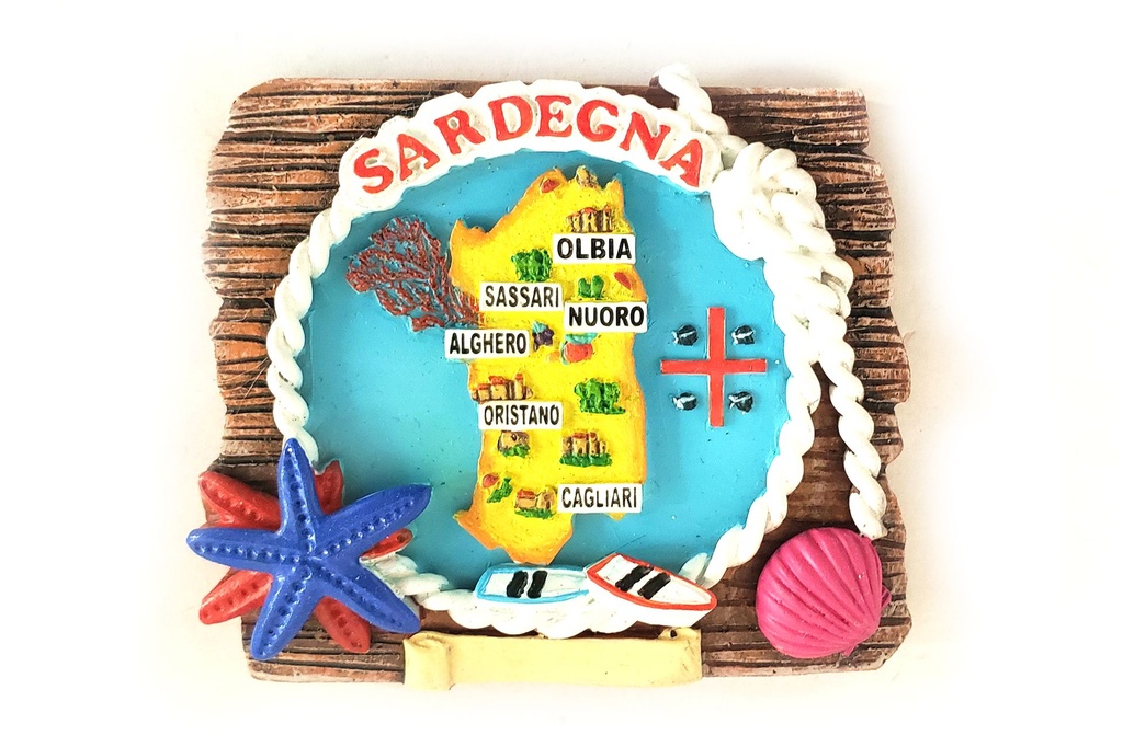 MAGNETE MAPPA SARDEGNA STELLA E CONCHIGLIA 