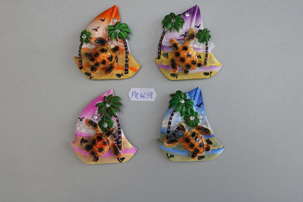 MAGNETE RESINA BARCA C/TARTARUGA 4 MOD ASS 