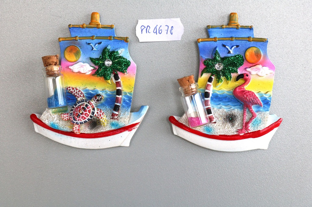 MAGNETE RESINA BARCA C/BOTT 2 COL ASS 