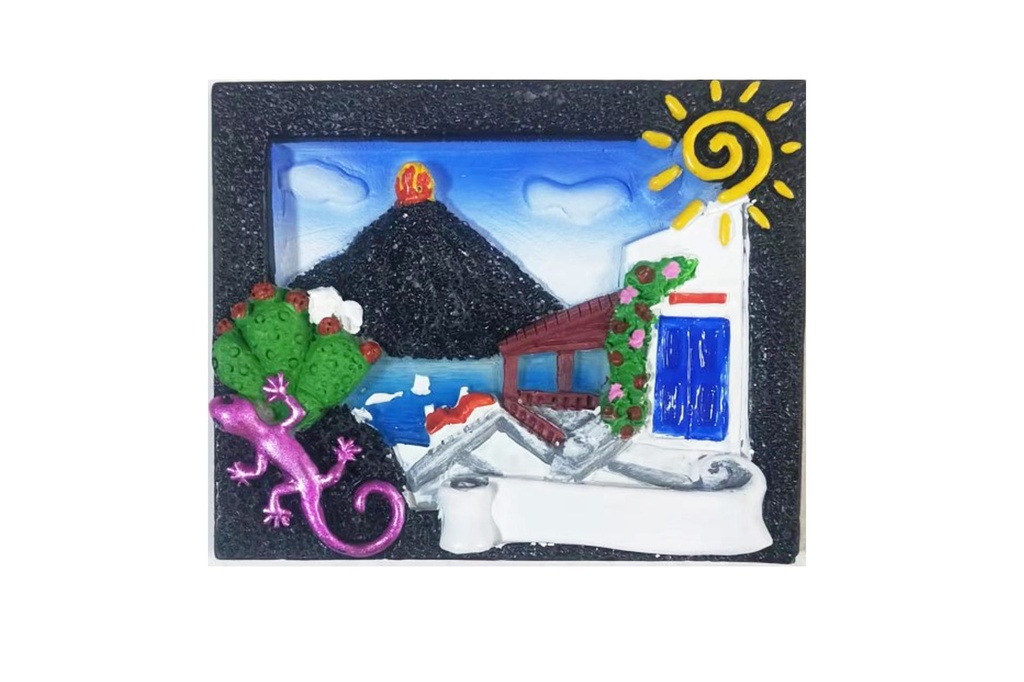 MAGNETE RESINA CORNICE NERA VULCANO GEKO 