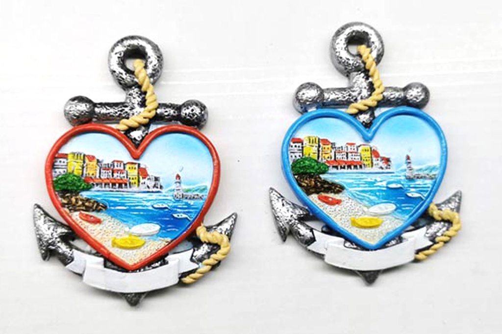 MAGNETE RESINA CUORE ANCORA 2 VEDUTE 