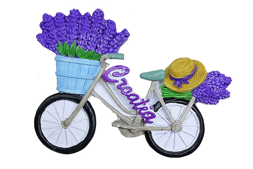 MAGNETE RESINA BICICLETTA C/LAVANDA SCRITTA CROATI 