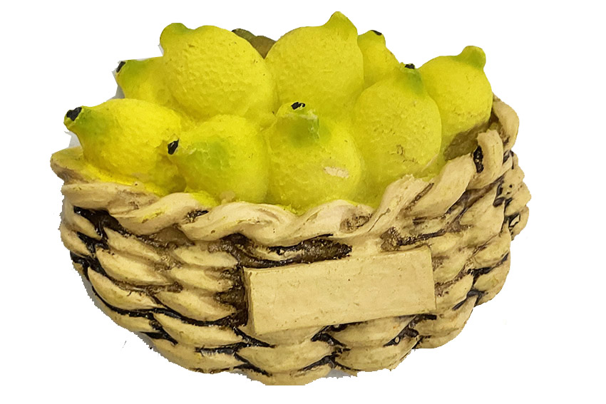 MAGNETE RESINA CESTO LIMONI TONDO 