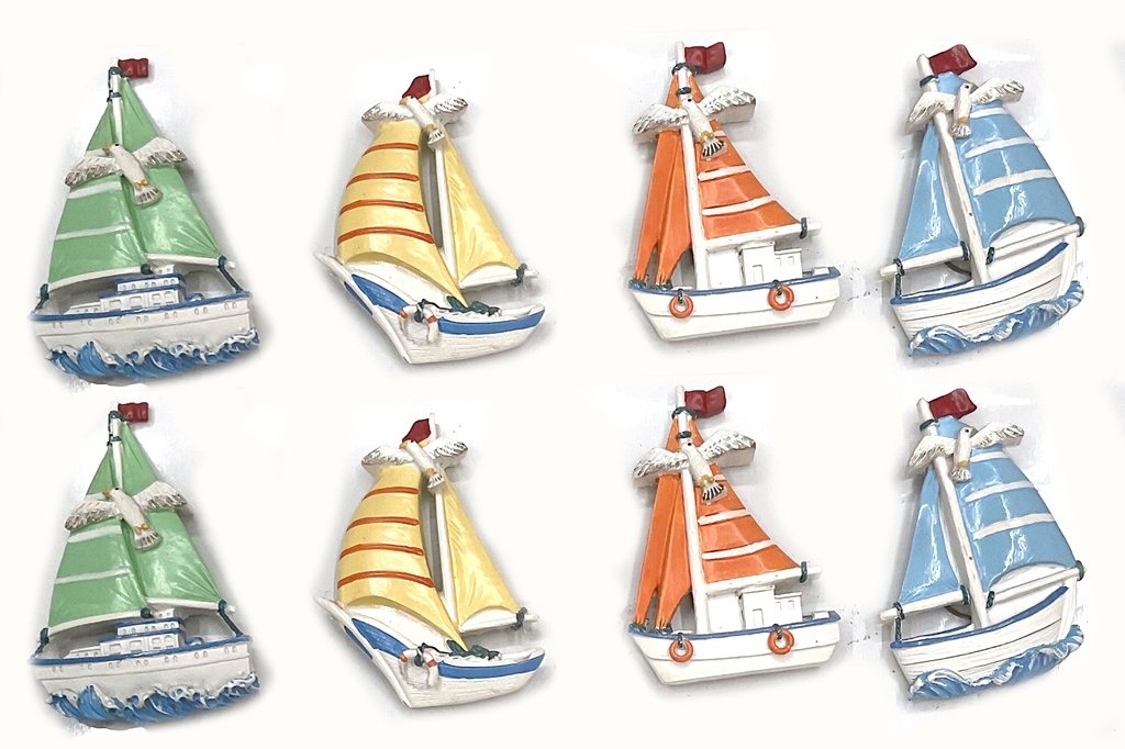 MAGNETE BARCHETTA VELA RESINA 4 MOD ASS 8 CM 