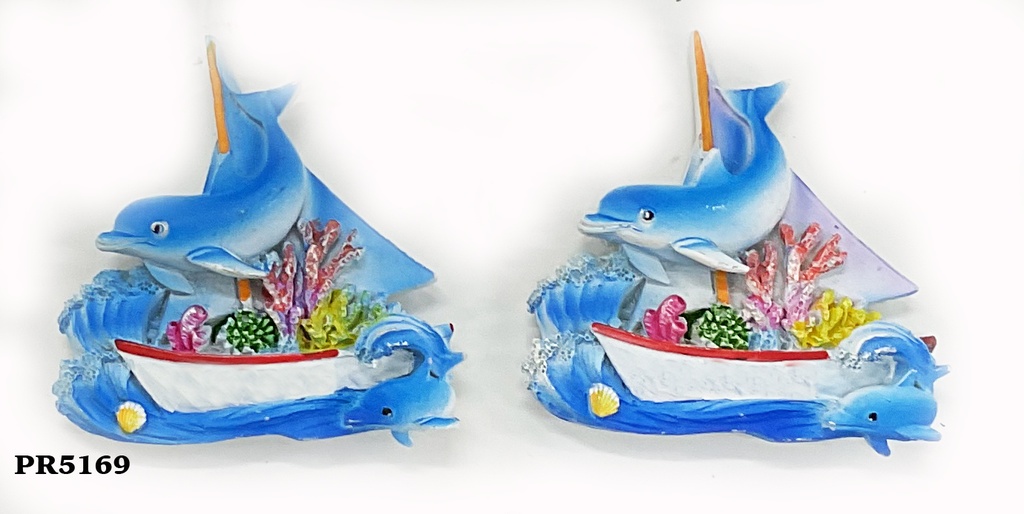 MAGNETE RESINA BARCA CON DELFINO 2 COL ASS 