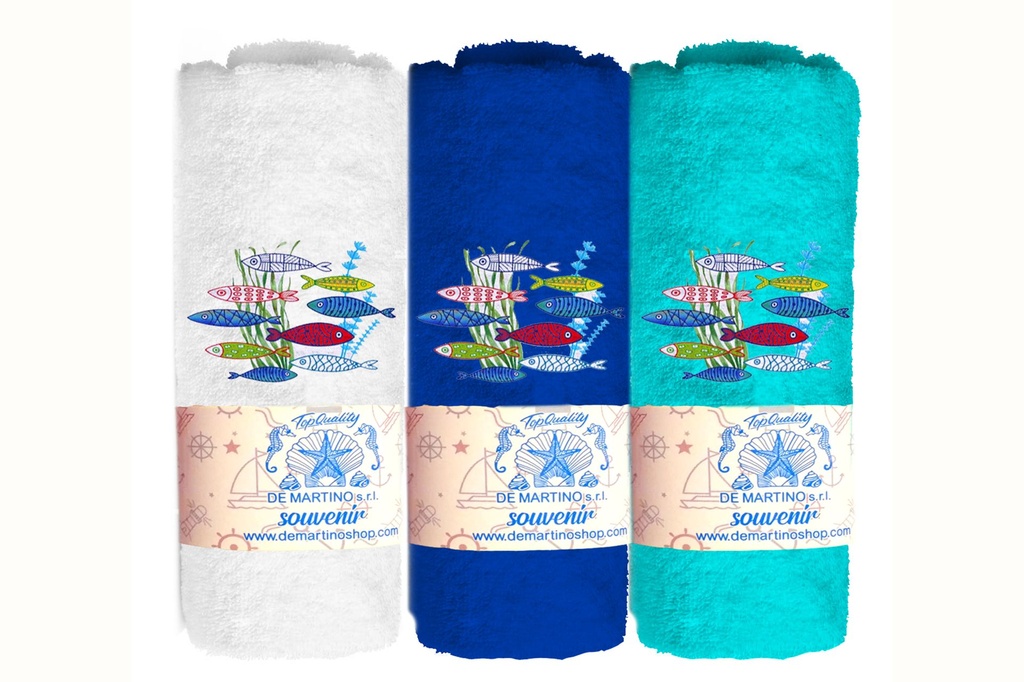 ASCIUGAMANO 30*50 CM RICAMO PESCI 