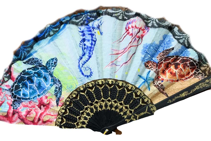 VENTAGLIO STOFFA SOGGETTI MARINI 