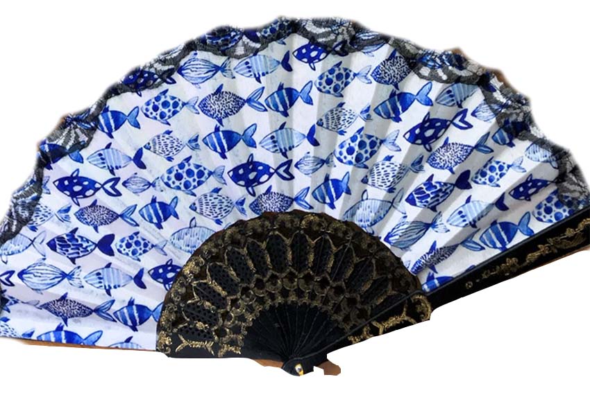 VENTAGLIO STOFFA PESCI 